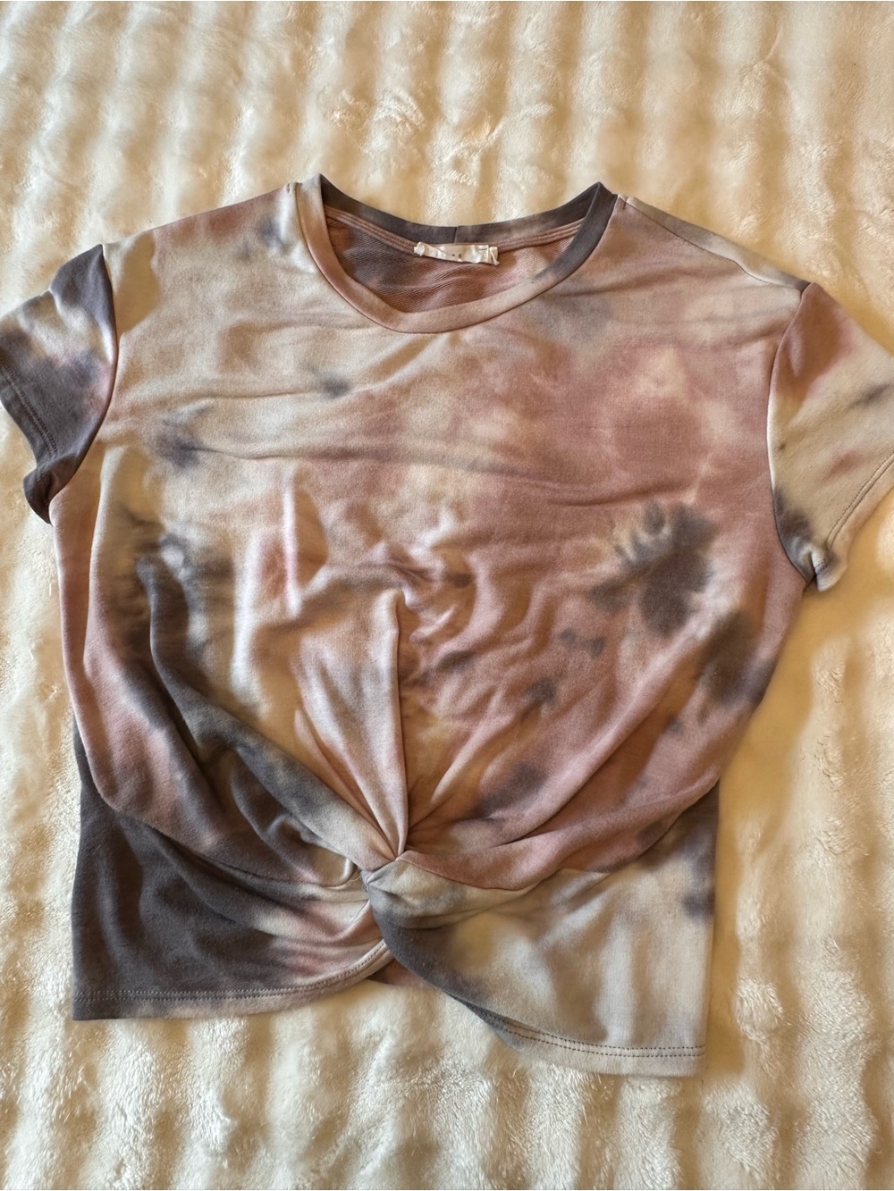Medium Lush Tamara Cropped Knot Front Short Sleeve Tee